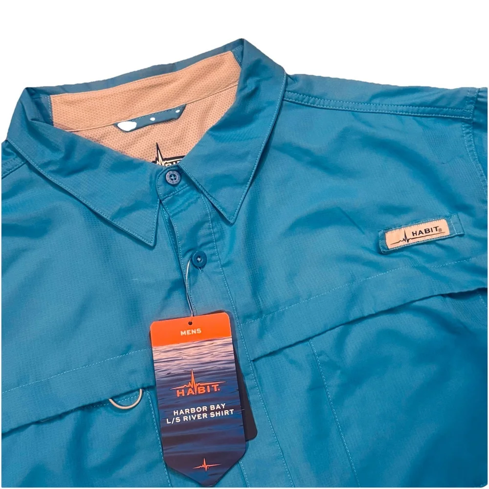 NWT Habit Mens Vented Quick Dry Shirt Size:3XL UPF 40+ Cooling Wicking Blue - Picture 3 of 11